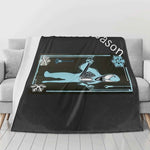 Personalized Symbiote Hero Flannel Blanket - Angled View on Modern Couch | Our Phoenix Rise