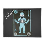 Frost Alien Symbiote Gaming Flannel Blanket - Flat Layout Showing Graphic Details | Our Phoenix Rise
