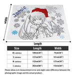 Anime Christmas Holiday Flannel Blanket - Angle View of Printing and Material | Our Phoenix Rise