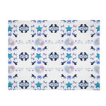 Blue Pink Unicorn Snowflake Flannel Blanket - Flat Lay View of Full Pattern Design | Our Phoenix Rise