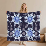 Snowflake Blanket – Midnight Blue Flannel, Cozy Breathable Warmth