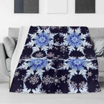 Snowflake Blanket – Midnight Blue Flannel, Cozy Breathable Warmth