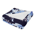 Snowflake Blanket – Midnight Blue Flannel, Cozy Breathable Warmth