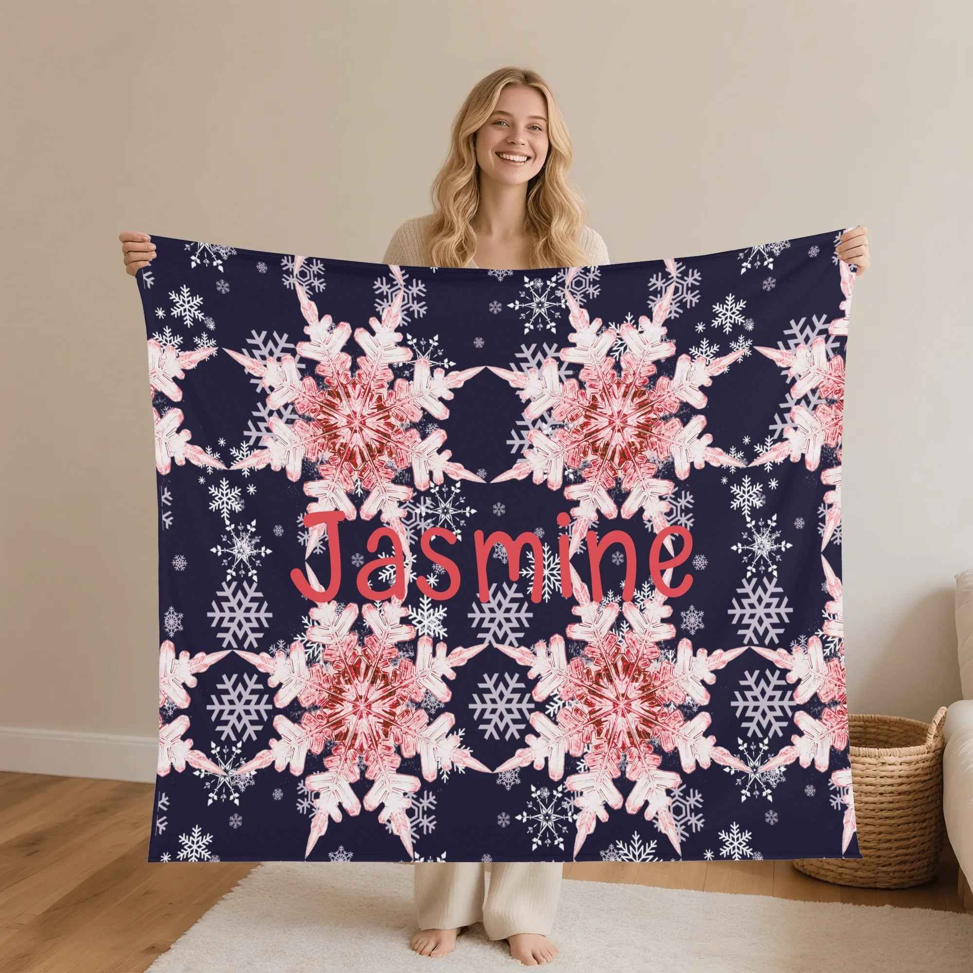 Personalized Snowflake Flannel Blanket 30x40in-60x80in