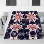 Cozy Snowflake Blanket – Midnight Blue and Pink Flannel