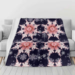 Cozy Snowflake Blanket – Midnight Blue and Pink Flannel