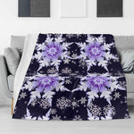 Snowflake Blanket – Midnight Blue & Purple Flannel, Cozy Warmth