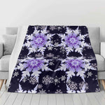 Snowflake Blanket – Midnight Blue & Purple Flannel, Cozy Warmth