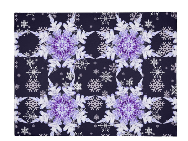 Snowflake Blanket – Midnight Blue & Purple Flannel, Cozy Warmth