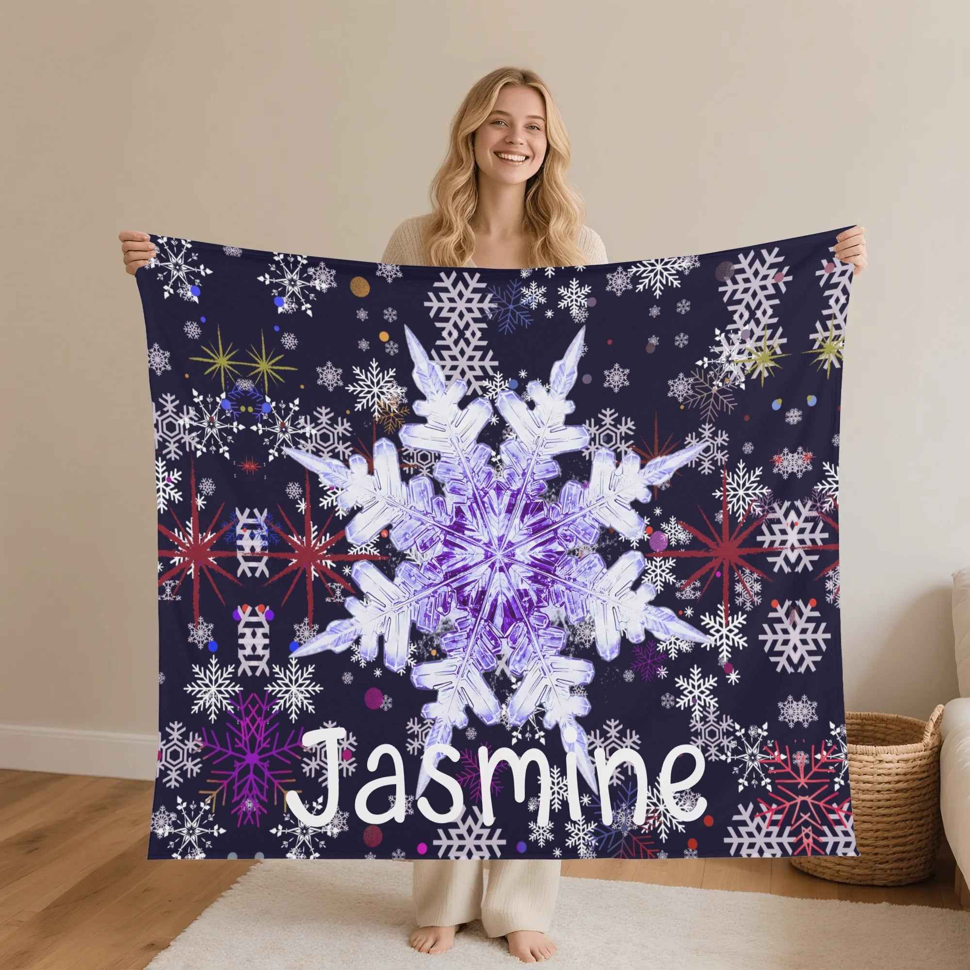 Personalized Snowflake Flannel Blanket