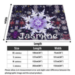 Personalized Snowflake Flannel Blanket - Cozy throw draped over a bed | Our Phoenix Rise