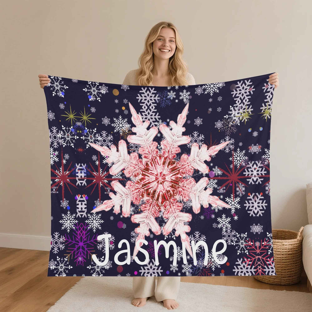 Personalized Snowflake Flannel Blanket 30x40in-60x80in Made in the USA