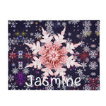 Personalized Snowflake Flannel Blanket - Red and colorful snowflake design detail | Our Phoenix Rise