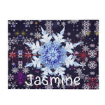 Personalized Snowflake Flannel Blanket - Snowflake pattern detail on custom name blanket | Our Phoenix Rise