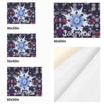 Personalized Snowflake Flannel Blanket - Corner detail of custom name blanket 'Jasmine' | Our Phoenix Rise