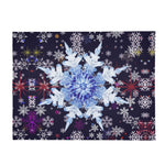 Snowflake Blanket – Midnight Blue Burst Flannel, Cozy Warmth