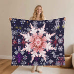 Red Snowflake Blanket – Midnight Blue & Flannel, Cozy Warmth