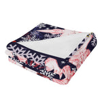 Red Snowflake Blanket – Midnight Blue & Flannel, Cozy Warmth