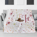 Thanksgiving Blanket – Food Football Family Flannel, Cozy Warmth
