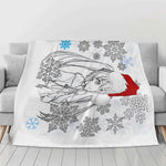 Christmas Anime Girl Flannel Fleece Blanket - Lifestyle Shot in Living Room Setting | Our Phoenix Rise