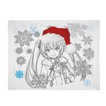Christmas Anime Girl Flannel Fleece Blanket - Full Flat Layout of Snowflake Pattern | Our Phoenix Rise