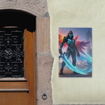 Winged Warrior Fantasy Metal Wall Art - Close up of armor details and glowing mask | Our Phoenix Rise