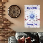 Snow Day Gaming Metal Wall Sign - Angled view showcasing design details | Our Phoenix Rise