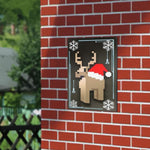 Christmas Pixel Art Reindeer Metal Wall Sign - Mounted on red brick wall outdoors | Our Phoenix Rise