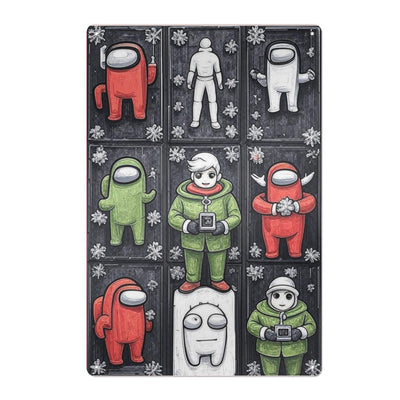 Cartoon Space Crew Winter Holiday Iron Wall Art - Full Design View | Our Phoenix Rise