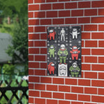 Cartoon Space Crew Winter Holiday Iron Wall Art - Displayed on Outdoor Brick Wall | Our Phoenix Rise