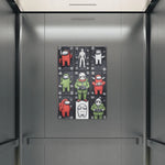 Cartoon Space Crew Winter Holiday Iron Wall Art - Inside Elevator | Our Phoenix Rise