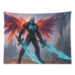 Skull Warrior Dark Fantasy Wall Tapestry - Full product view, no background | Our Phoenix Rise