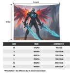 Skull Warrior Dark Fantasy Wall Tapestry - Flat lay showing texture and full design | Our Phoenix Rise