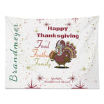 Personalized Thanksgiving Football Turkey Wall Tapestry - Custom Name Close-up | Our Phoenix Rise