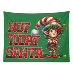 Not today Santa Green Wall Tapestry Made in the USA Detailed View 5 | Our Phoenix Rise