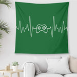 Green Gaming Heartbeat Horizontal Wall Tapestry Made in the USA Detailed View 2 | Our Phoenix Rise