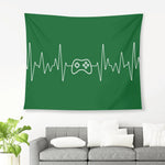 Green Gaming Heartbeat Horizontal Wall Tapestry Made in the USA Detailed View 3 | Our Phoenix Rise