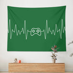 Green Gaming Heartbeat Horizontal Wall Tapestry Made in the USA Detailed View 4 | Our Phoenix Rise