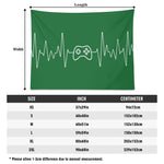 Green Gaming Heartbeat Horizontal Wall Tapestry Made in the USA Detailed View 7 | Our Phoenix Rise