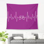 Purple Gaming Heartbeat Horizontal Wall Tapestry Made in the USA Detailed View 3 | Our Phoenix Rise