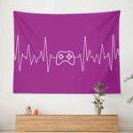 Purple Gaming Heartbeat Horizontal Wall Tapestry Made in the USA Detailed View 4 | Our Phoenix Rise