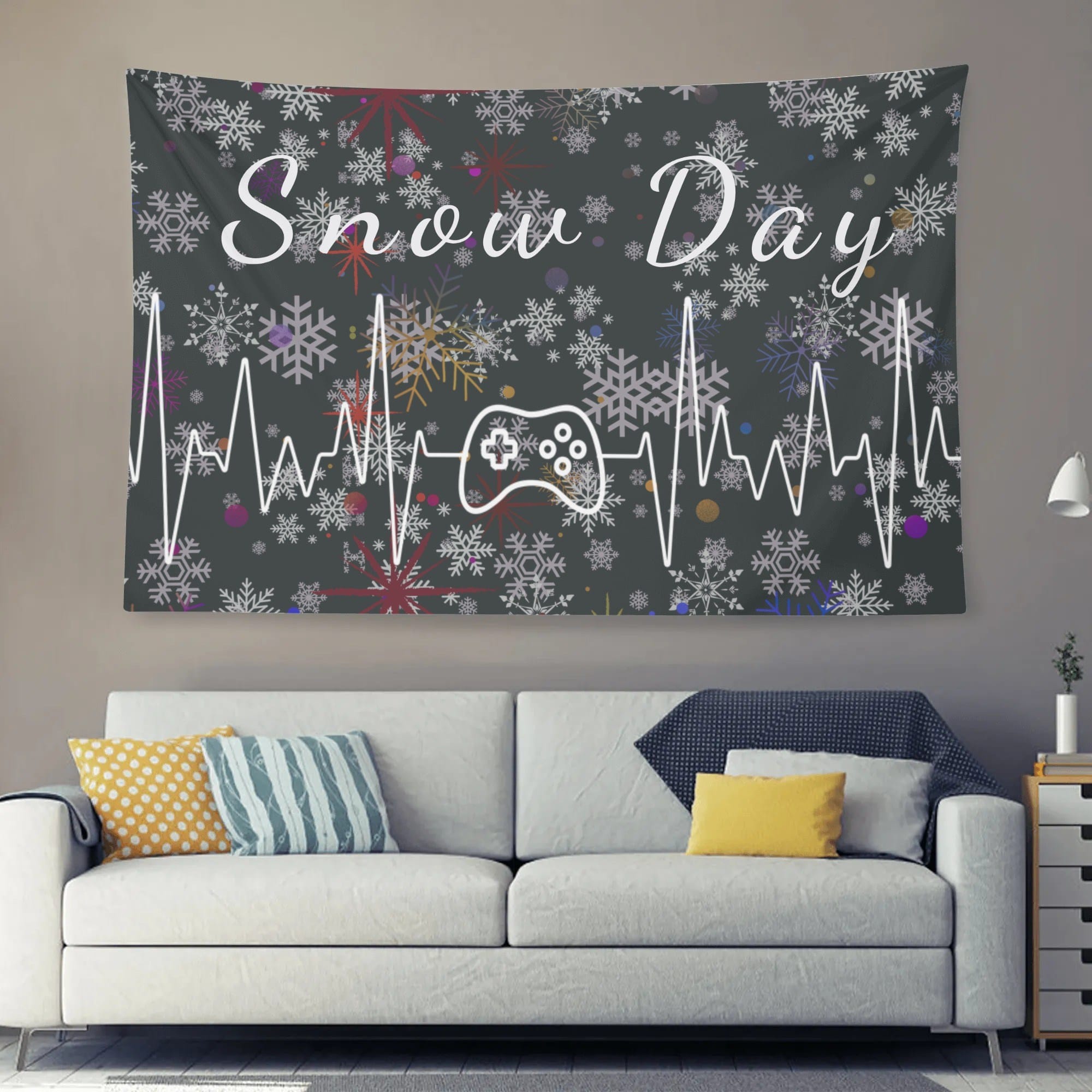 Snow Day Wall Tapestry Made in the usa