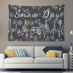 Personalized Snow Day Gaming Wall Tapestry - Full View on Gray Wall with Couch | Our Phoenix Rise
