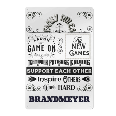 Family Rules Gaming Wall Sign Game Room Decor, Family Values Wall Art, Teamwork & Motivation Metal Sign Main Perspective | Our Phoenix Rise