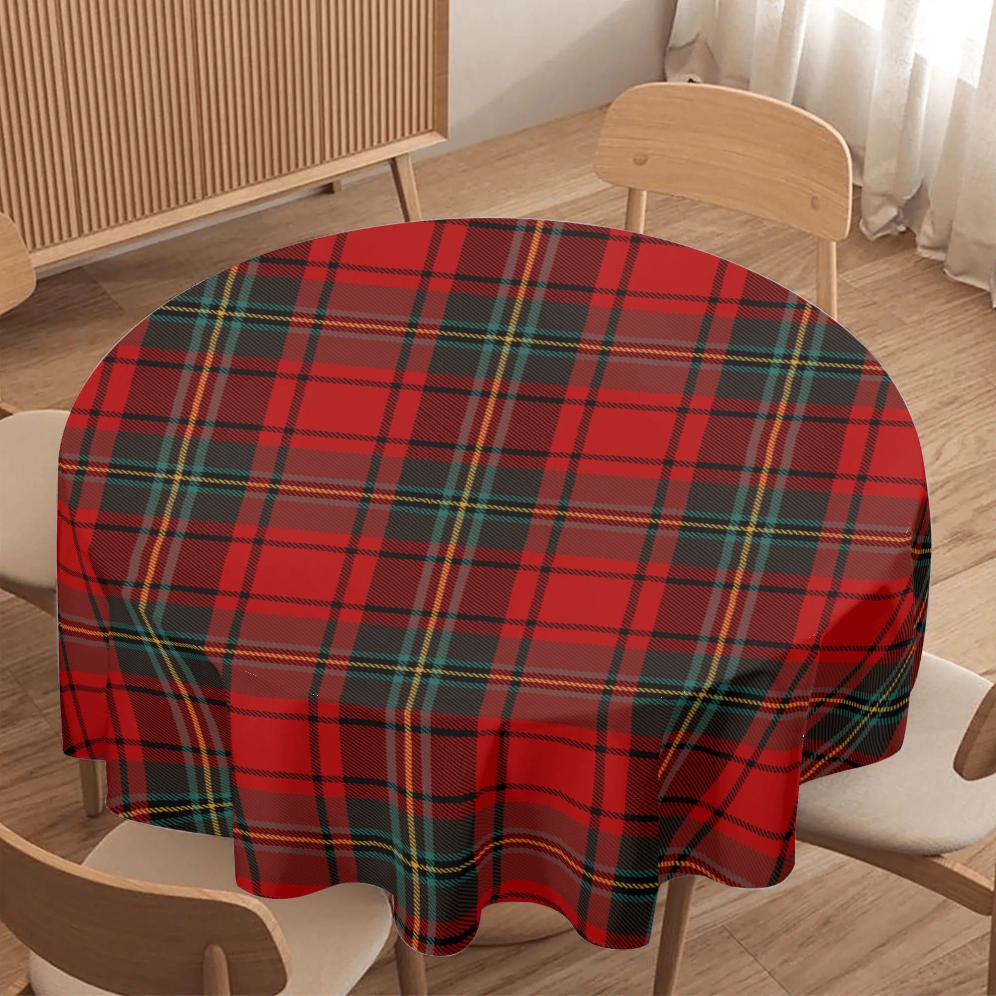Christmas Plaid Round Tablecloth 60 Inch