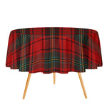 Christmas Plaid Round Tablecloth - Draped View on Table | Our Phoenix Rise