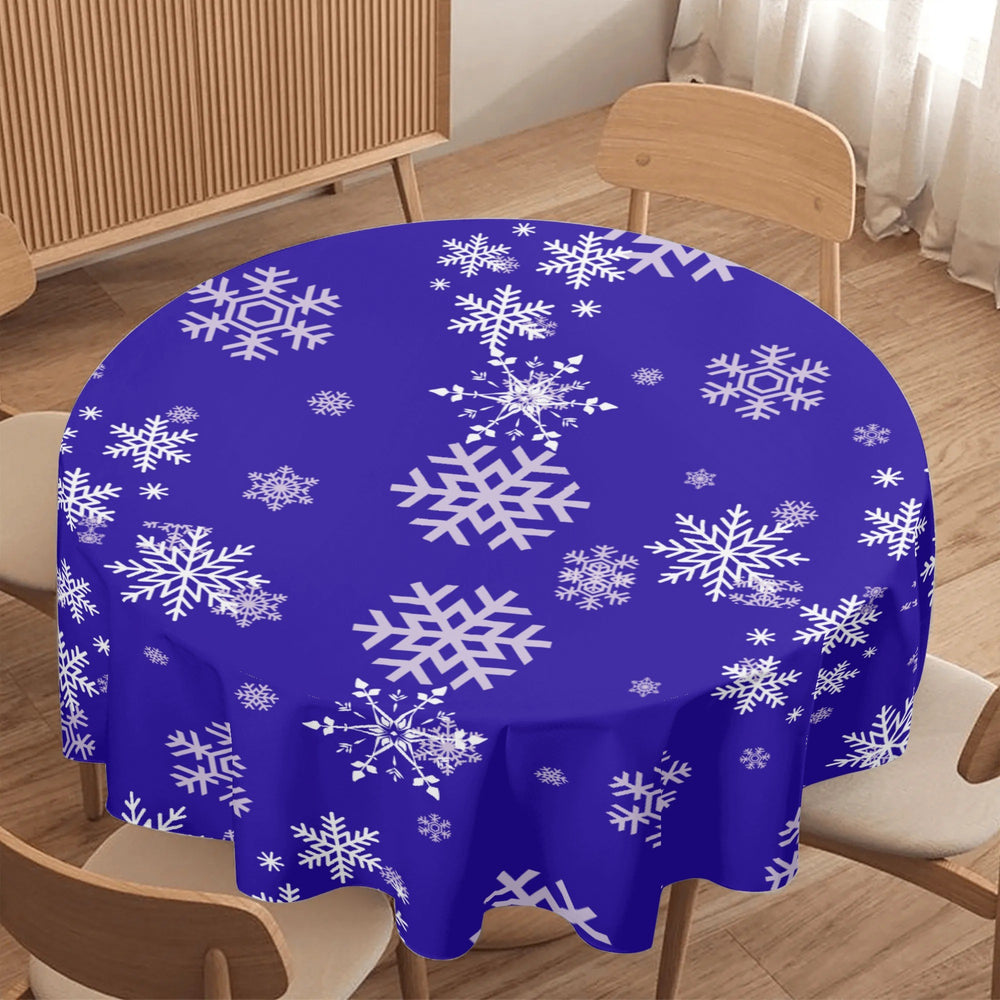 Dark Blue Snowflake Tablecloth | 60in Winter Party  Decor