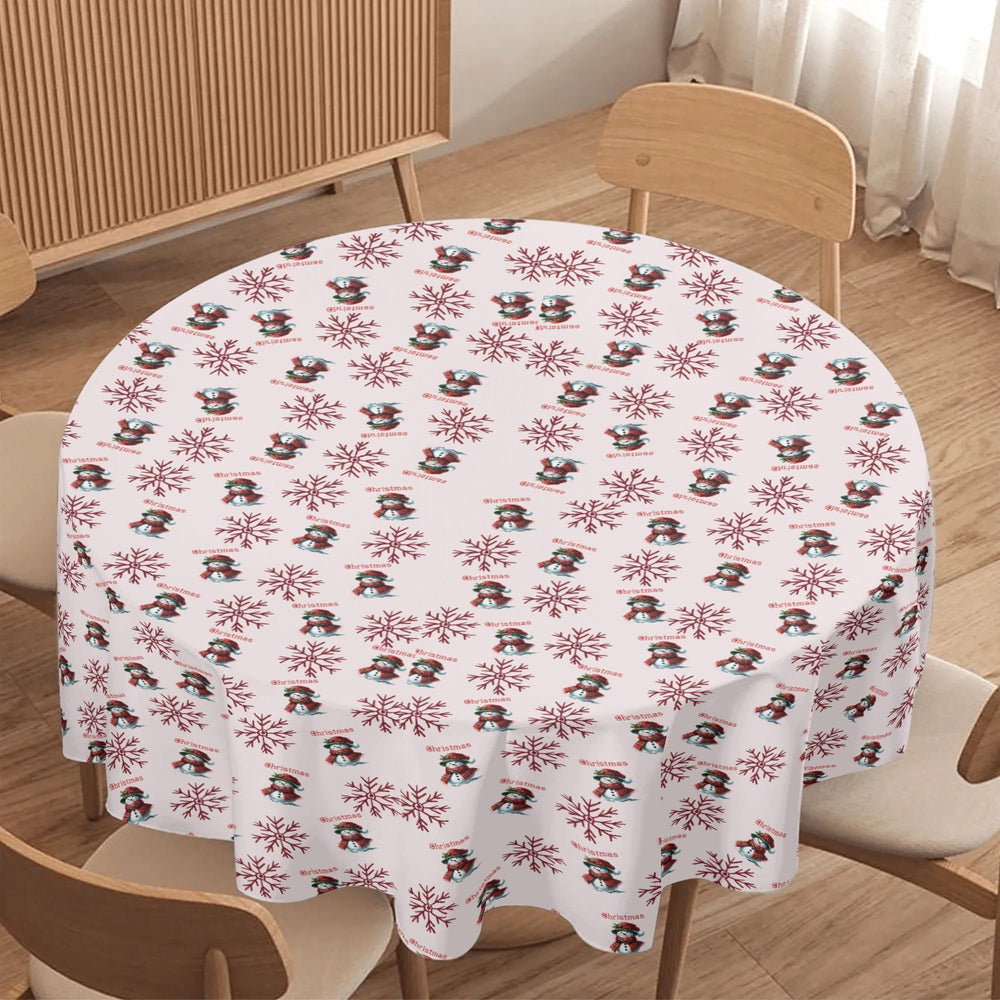 Custom Christmas Round Tablecloth 60in –  Snowflake Table Cover, Made in the USA