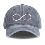 Personalized Infinity Initials Denim Baseball Cap - Gray front view | Our Phoenix Rise