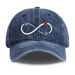 Personalized Infinity Initials Denim Baseball Cap - Navy front view | Our Phoenix Rise